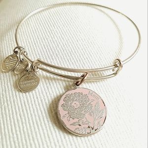 Alex & Ani Mom Charm Mother's Day Silver Tone Bangle Bracelet - GUC